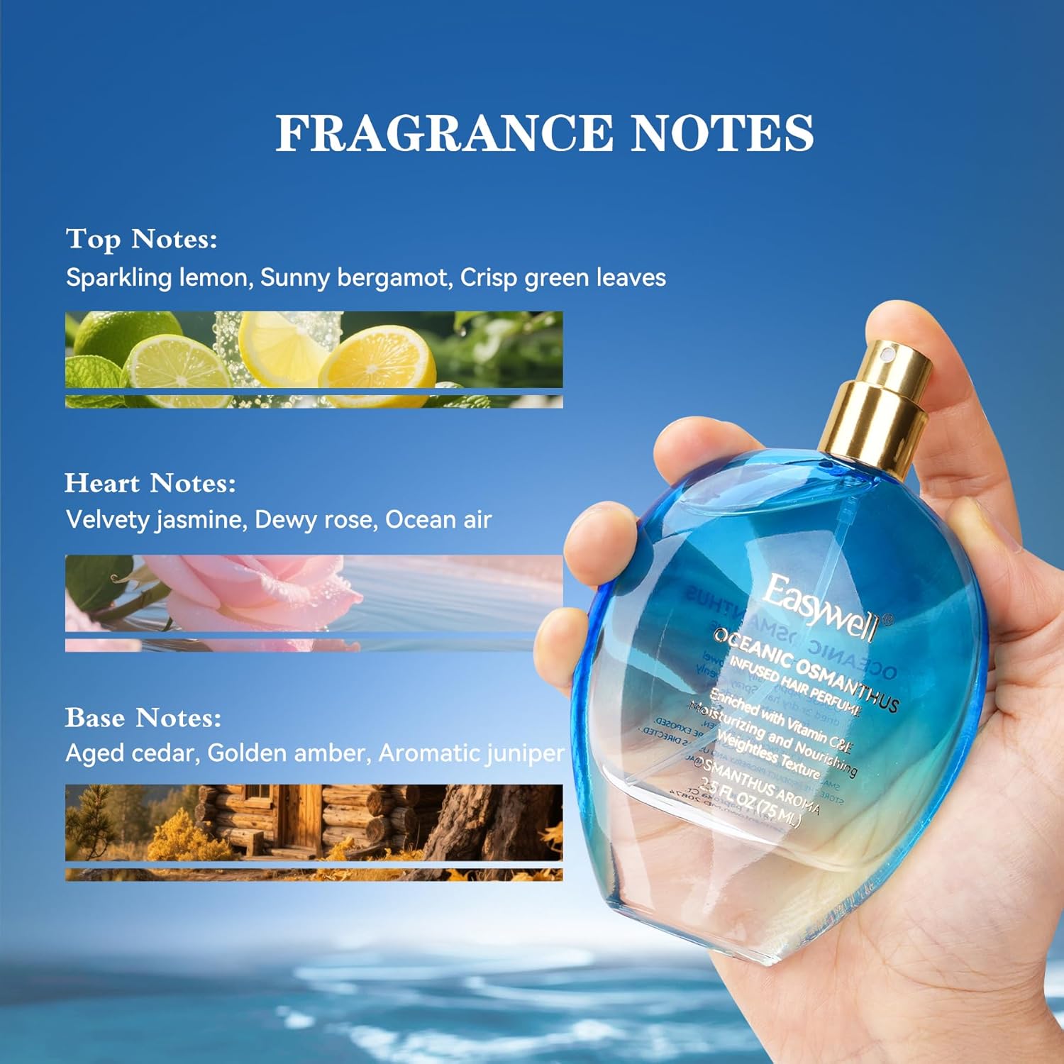 Leave In Conditioner Spray, Hair Perfume for Women, Hair Spray Women with Vitamin B5, Moisturizing & Nourishing Damaged Hair, Daily Hair Repair Mist, Oceanic Osmanthus, 2.5 Fl Oz